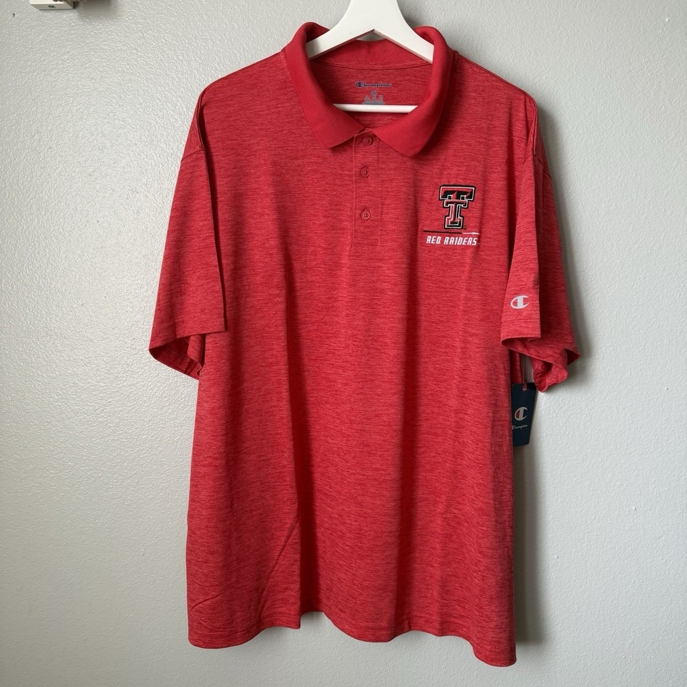 Texas Tech Red Raiders Men's Embroidered Performance Collared Polo 2XL Casual